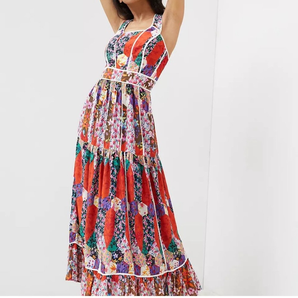 Anthropologie Floral Maxi Dress - Red and Purple